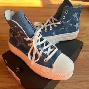 Converse Denim High-Top Sneakers with Star Design sz 6 NWT